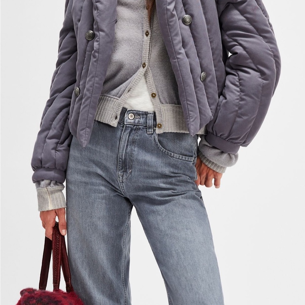 Free People Gray Quilted Jacket